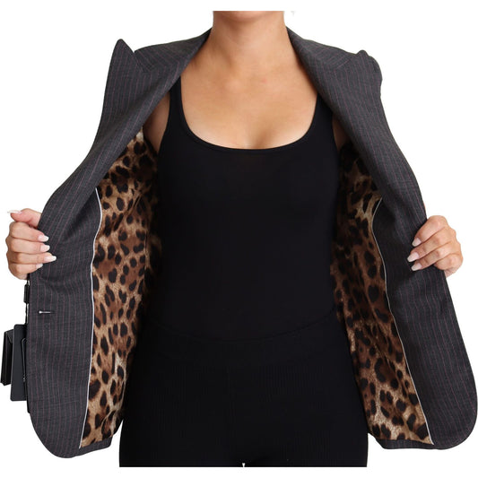 Dolce & Gabbana Elegant Gray Stretch Wool Blazer Coats & Jackets Dolce & Gabbana Black