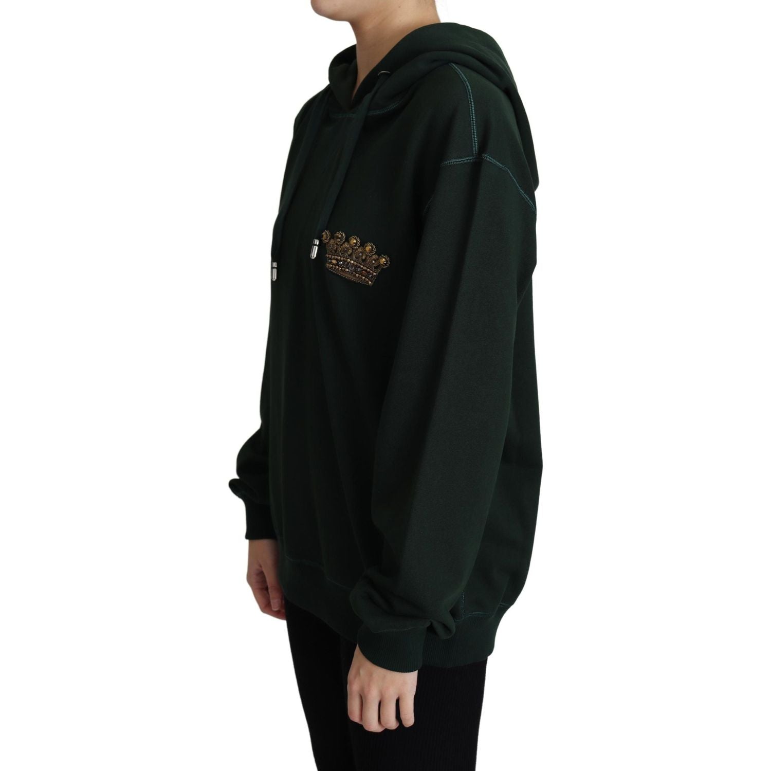 Dolce & Gabbana Dark Green Crown Embroidery Hoodie