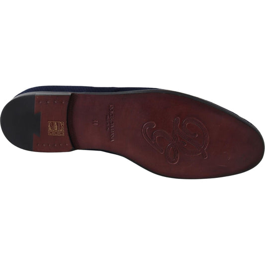 Dolce & Gabbana Elegant Blue Suede Leather Loafers Dolce & Gabbana Dark Slate Gray
