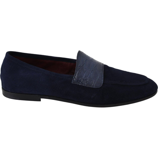 Dolce & Gabbana Elegant Blue Suede Leather Loafers Dolce & Gabbana Black