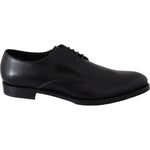 Dolce & Gabbana Elegant Black Leather Derby Dress Shoes Dress Shoes Dolce & Gabbana Black
