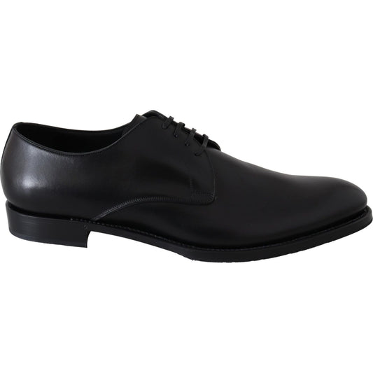 Dolce & Gabbana Elegant Black Leather Derby Dress Shoes Dress Shoes Dolce & Gabbana Black