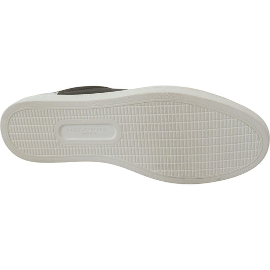 Dolce & Gabbana Sleek White Leather Low Top Sneakers Dolce & Gabbana Gray