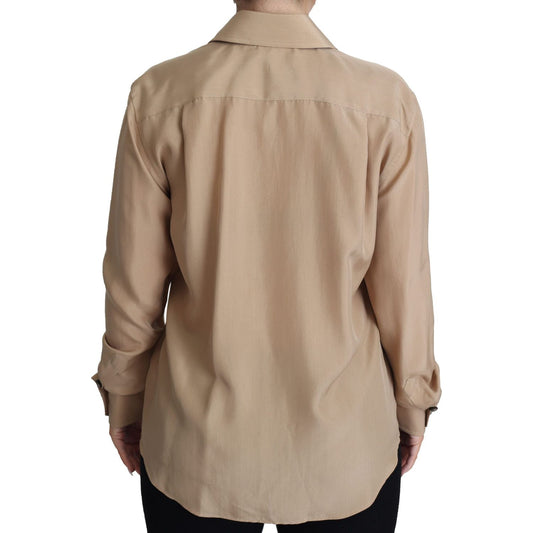 Dolce & Gabbana Elegant Beige Silk Shirt Dolce & Gabbana Rosy Brown