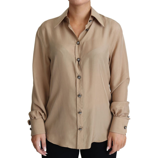 Dolce & Gabbana Elegant Beige Silk Shirt Dolce & Gabbana Rosy Brown