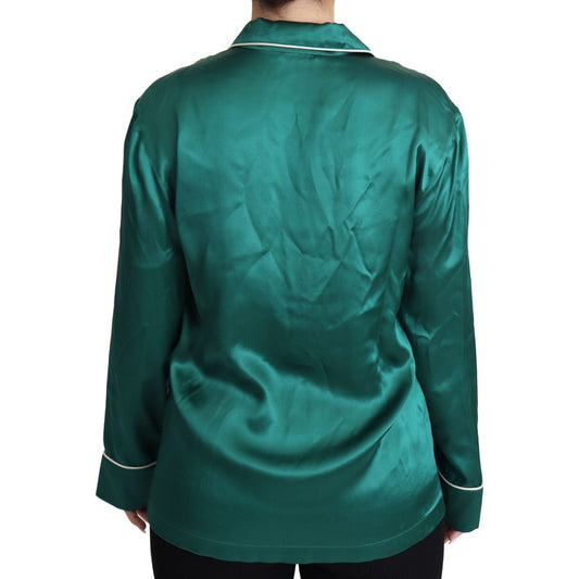 Dolce & Gabbana Elegant Silk Pajama Lounge Shirt Dolce & Gabbana Dark Slate Gray