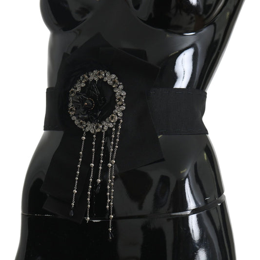 Dolce & Gabbana Elegant Black Crystal Waist Belt Dolce & Gabbana Black
