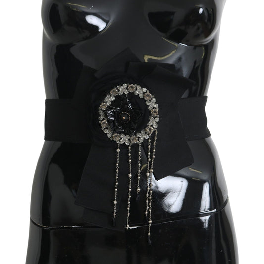 Dolce & Gabbana Elegant Black Crystal Waist Belt Dolce & Gabbana Black