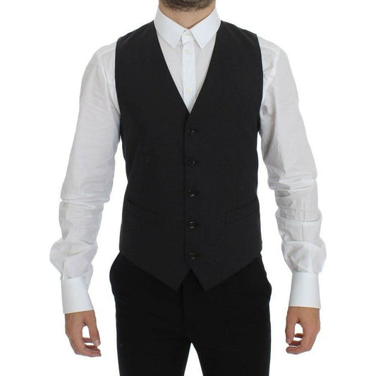 Dolce & Gabbana Elegant Gray Wool Blend Dress Vest Dolce & Gabbana Black