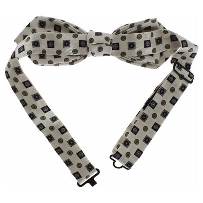 Dolce & Gabbana White Silk Bowtie Leather Men Belt Gift Box