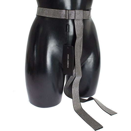 Dolce & Gabbana Black Silk Crystal Bow Waist Belt Elegance WOMAN BELTS Dolce & Gabbana Dark Slate Gray