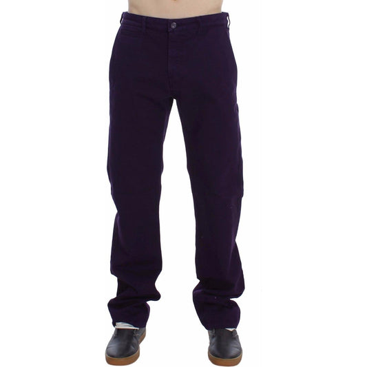 GF Ferre Purple Cotton Stretch Slim Chinos GF Ferre Black