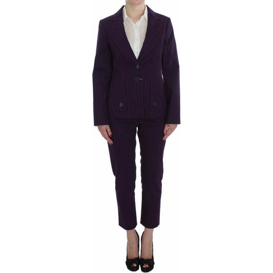 BENCIVENGA Elegant Striped Pant & Blazer Suit BENCIVENGA Black