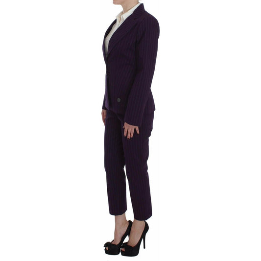 BENCIVENGA Elegant Striped Pant & Blazer Suit BENCIVENGA Black