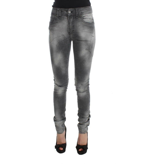John Galliano Chic Gray Slim Fit Designer Jeans John Galliano Dim Gray
