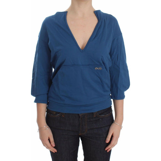 Exte Elegant Deep V-Neck Sweater in Blue Exte Dark Slate Gray