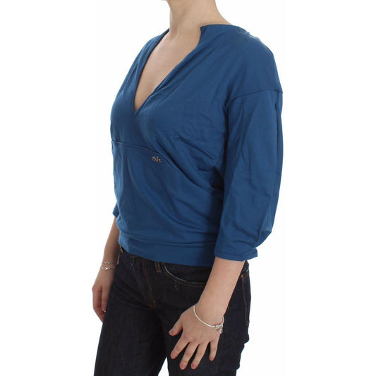 Exte Elegant Deep V-Neck Sweater in Blue Exte Dark Slate Gray
