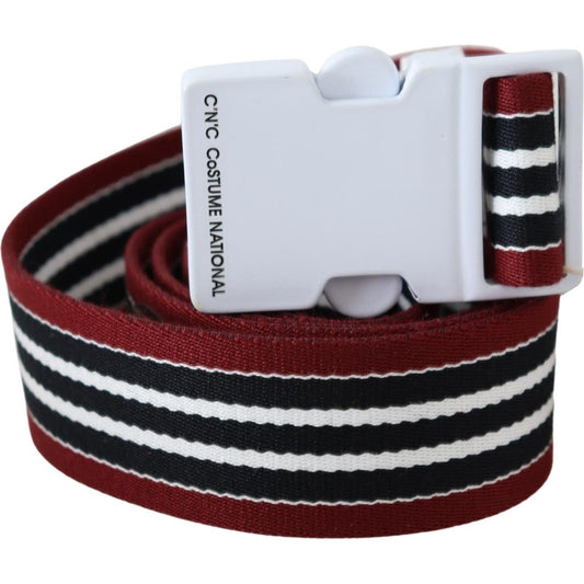 Costume National Elegant Stripe Canvas Waist Belt Costume National Light Gray