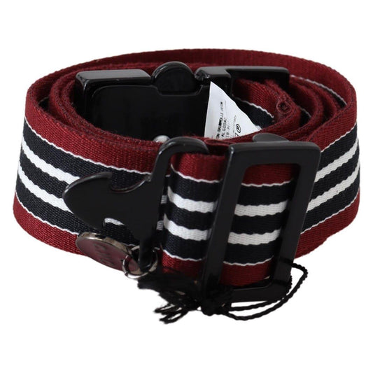 Costume National Striped Leather Fashion Belt in Black & Red Belt Costume National Black
