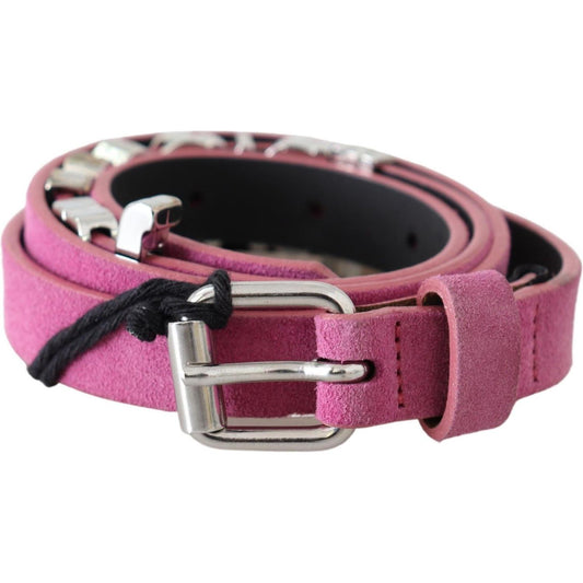 Just Cavalli Fuschia Pink Leather Waist Belt Belt Just Cavalli Rosy Brown