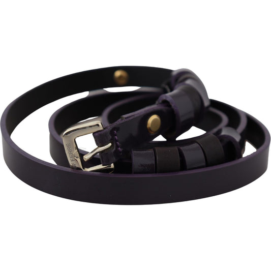 GF Ferre Chic Black Leather Belt with Chrome Silver Tone Buckle Belt GF Ferre Black