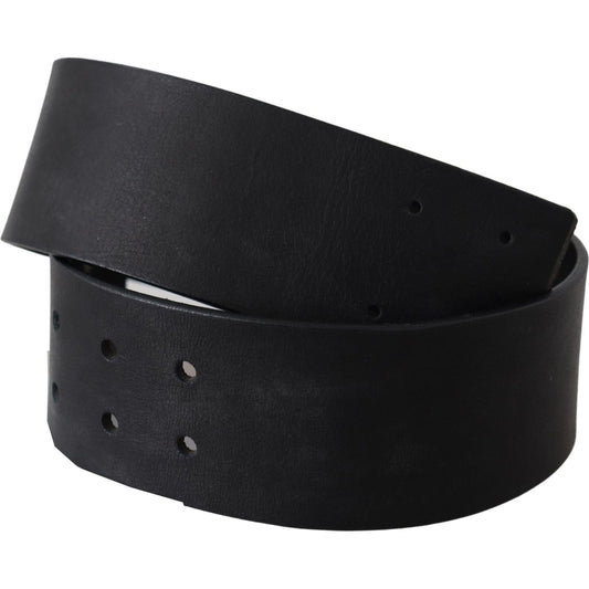 GF Ferre Elegant Solid Black Leather Belt Belt GF Ferre Black