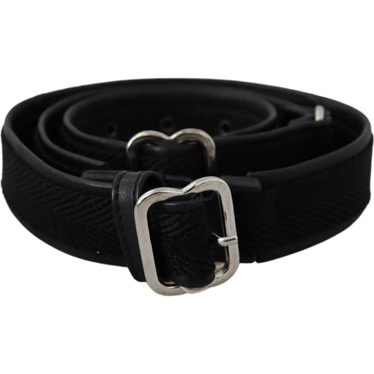 GF Ferre Chic Black Leather Waist Belt with Chrome Buckle Belt GF Ferre Black