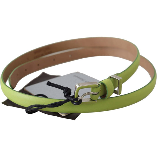 Scervino Street Classic Green Leather Belt with Silver-Tone Hardware Belt Scervino Street Dim Gray