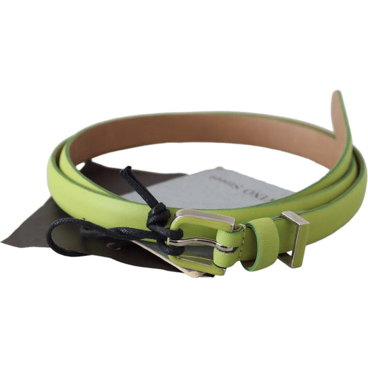 Scervino Street Classic Green Leather Belt with Silver-Tone Hardware Belt Scervino Street Dim Gray