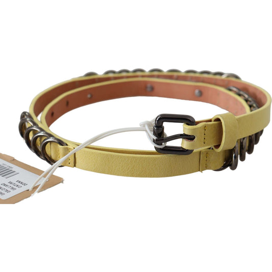 John Galliano Chic Yellow Leather Skinny Belt Belt John Galliano Dark Khaki