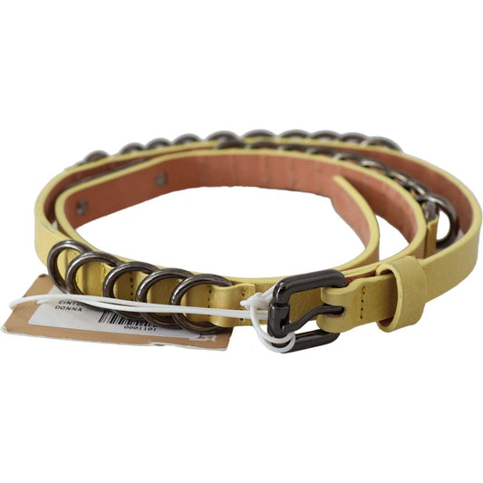 John Galliano Chic Yellow Leather Skinny Belt Belt John Galliano Dim Gray