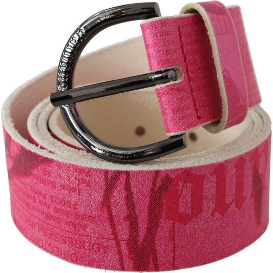 John Galliano Elegant Pink Leather Fashion Belt Belt John Galliano Maroon