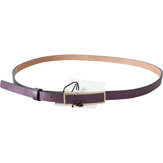 GF Ferre Elegant Maroon Leather Belt with Gold-Tone Buckle Belt GF Ferre Gray