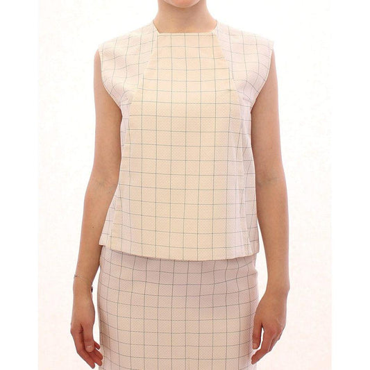 Andrea Incontri Chic White Sleeveless Cotton Shirt Top Andrea Incontri Bisque