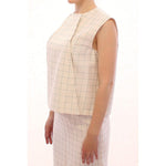 Andrea Incontri White Cotton Checkered Shirt Top GSS10710-1