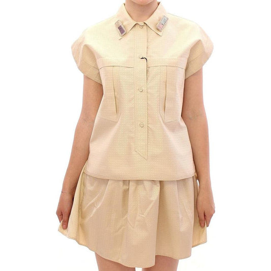 Andrea Incontri Elegant Beige Blouse Tank Top Andrea Incontri Tan