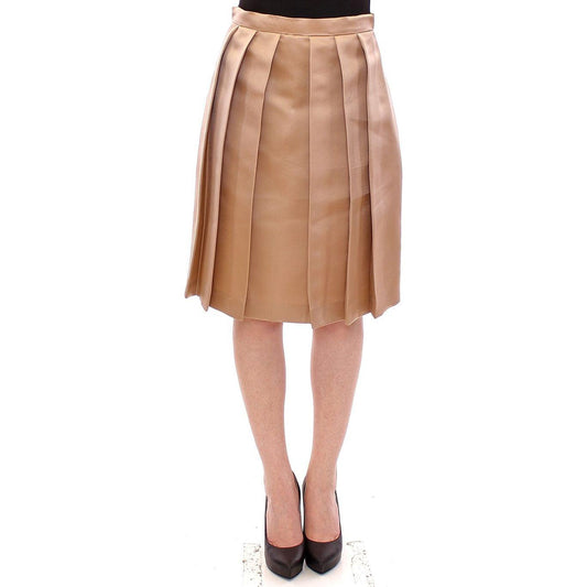 Andrea Incontri Elegant Silk Pleated Knee-Length Skirt Andrea Incontri Rosy Brown