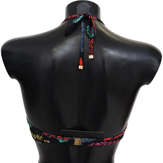 Dolce & Gabbana Chic Black Coral Print Bikini Top Dolce & Gabbana Black