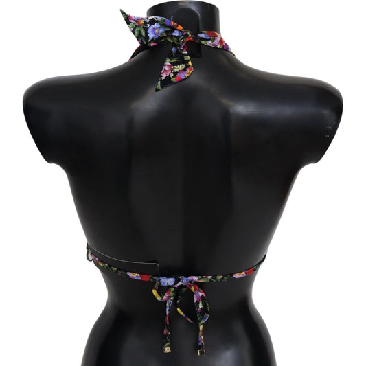 Dolce & Gabbana Chic Floral Printed Bikini Top Dolce & Gabbana Black