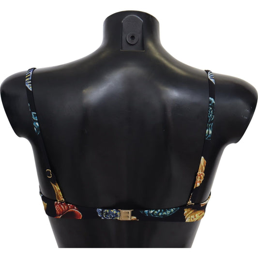 Dolce & Gabbana Chic Seashell-Print Bikini Top Dolce & Gabbana Dark Slate Gray