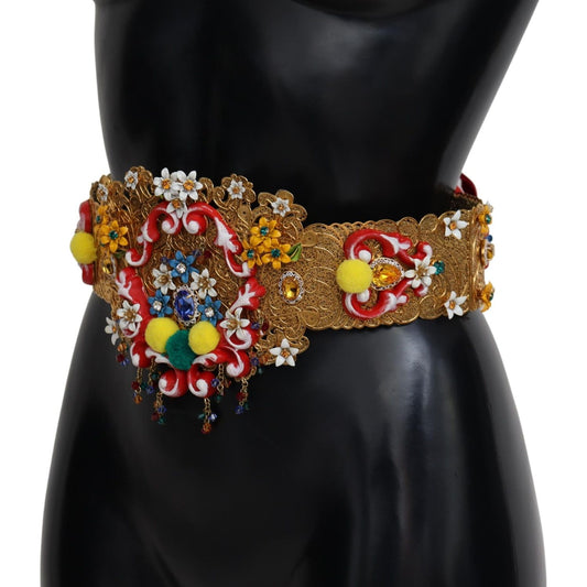 Dolce & Gabbana Gold-Tone Floral Crystal Waist Belt Dolce & Gabbana Black