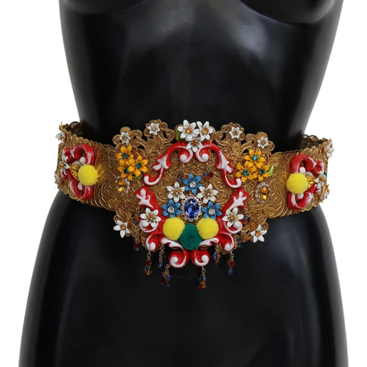 Dolce & Gabbana Gold-Tone Floral Crystal Waist Belt Dolce & Gabbana Black