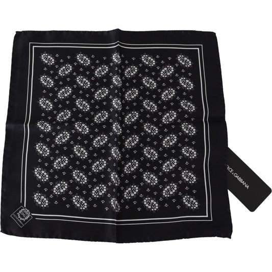 Dolce & Gabbana Elegant Silk Patterned Pocket Square Dolce & Gabbana Black