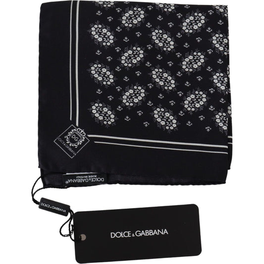 Dolce & Gabbana Elegant Silk Patterned Pocket Square Dolce & Gabbana Black