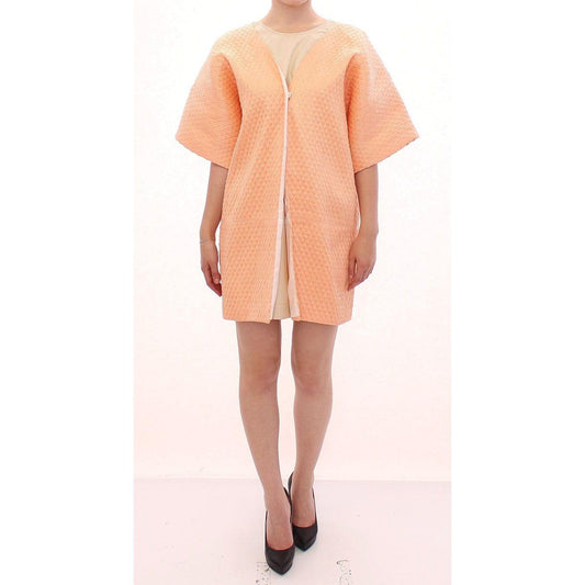 Andrea Incontri Chic Pink Silk-Blend Short Sleeve Coat Coats & Jackets Andrea Incontri Antique White