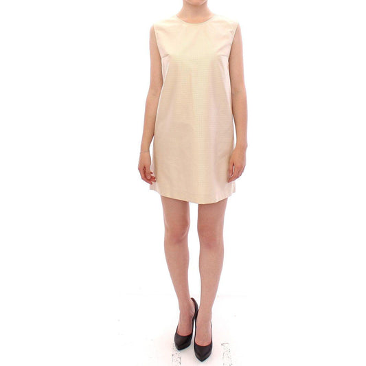 Andrea Incontri Elegant Beige Shift Sleeveless Dress Dresses Andrea Incontri Wheat