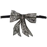 Dolce & Gabbana Silver Crystal Beaded Sequined Catwalk Necklace Bowtie KRA3033