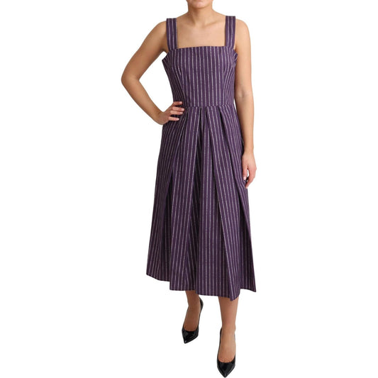 Dolce & Gabbana Elegant Sleeveless A-Line Purple Stripe Dress Dolce & Gabbana Dark Slate Gray