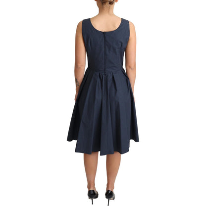 Dolce & Gabbana Blue Polka Dotted Cotton A-Line Dress