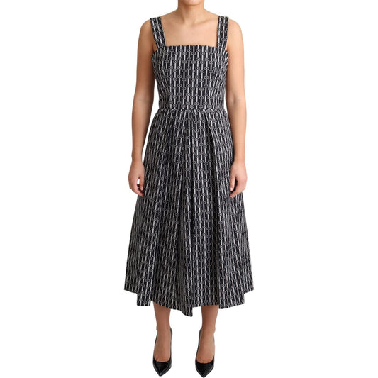 Dolce & Gabbana Black White Pattern Cotton A-Line Dress DR2755-44